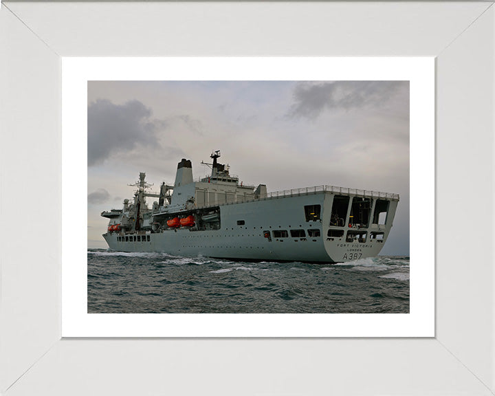 RFA Fort Victoria (A387) Photo Print - Port Quarter View - Royal Fleet Auxiliary Fort Class Tanker Hampshire Prints 10 x 8 White Frame Yes