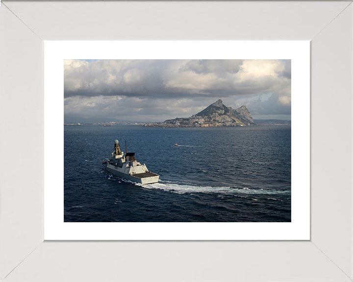 HMS Daring (D32) Photo Print - Off Gibraltar Feb 2014 - Royal Navy Type 45 Destroyer Posters, Prints, & Visual Artwork Hampshire Prints 10 x 8 White Frame Yes