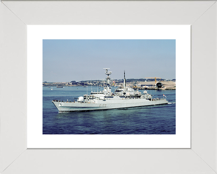 HMS Ambuscade (F172) Royal Navy Type 21 Frigate Leaving Harbour Photo Print Wall Art Decor Posters, Prints, & Visual Artwork Hampshire Prints 10 x 8 White Frame Yes