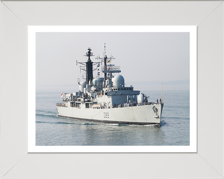 HMS Exeter (D89) Photo Print - Starboard Bow View - Royal Navy Type 42 Destroyer Posters, Prints, & Visual Artwork Hampshire Prints 10 x 8 White Frame Yes