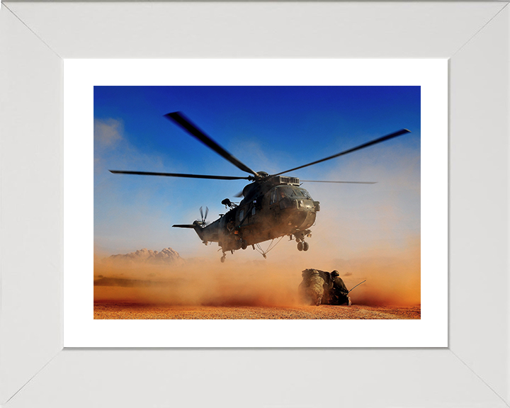 Sea King Helicopter Load Lifting in Jordan 2013 Photo Print - Royal Navy Aircraft Posters, Prints, & Visual Artwork Hampshire Prints 10 x 8 White Frame Yes