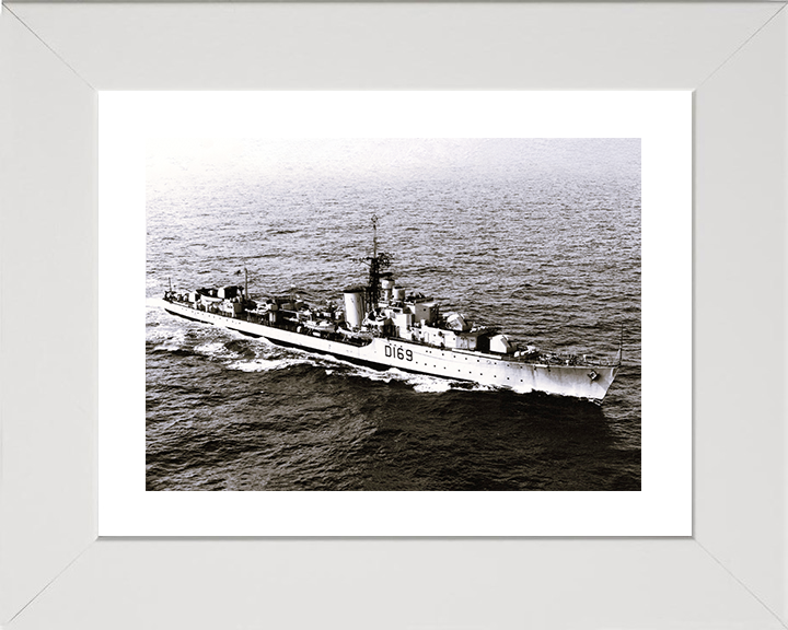 HMS Ulysses (R69) - At Sea - Royal Navy U Class Destroyer Photo Print Wall Art Naval Decor UK Posters, Prints, & Visual Artwork Hampshire Prints 10 x 8 White Frame Yes