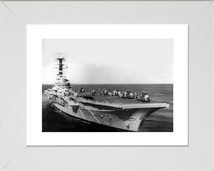 HMS Bulwark (R08) Royal Navy Centaur Class Fleet Carrier Starboard Bow View Photo Print Wall Art Decor Posters, Prints, & Visual Artwork Hampshire Prints 10 x 8 White Frame Yes