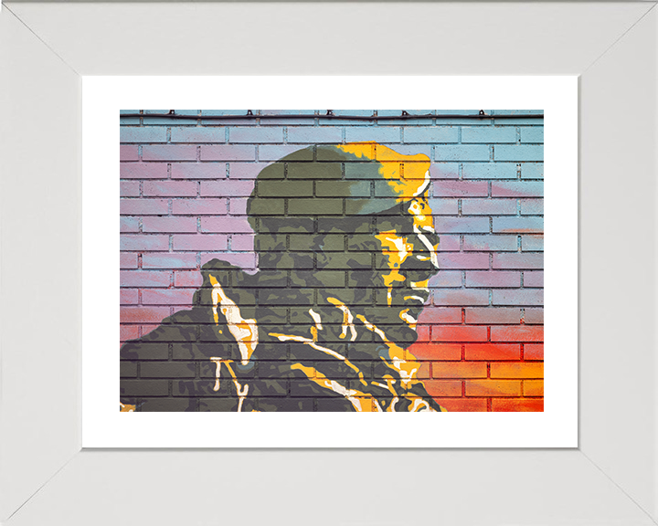 Royal Marines Commando Falklands Yomper Mural Closeup Photo Print - Lympstone Hampshire Prints 10 x 8 White Frame Yes