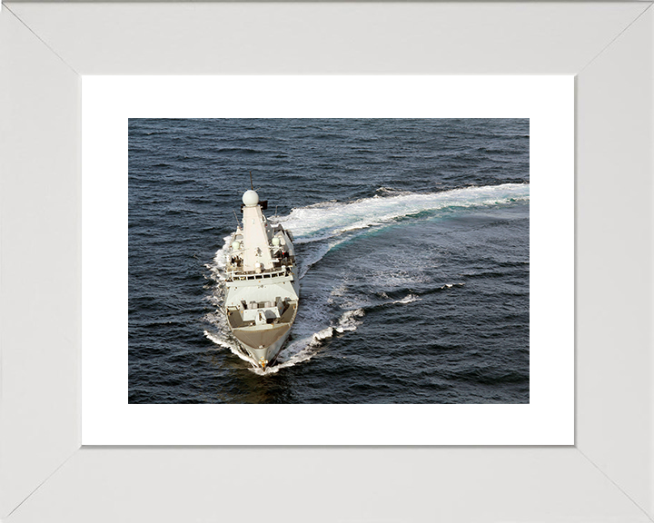 HMS Dauntless (D33) Royal Navy Type 45 Destroyer Turns To Port Photo Print Wall Art Decor Posters, Prints, & Visual Artwork Hampshire Prints 10 x 8 White Frame Yes