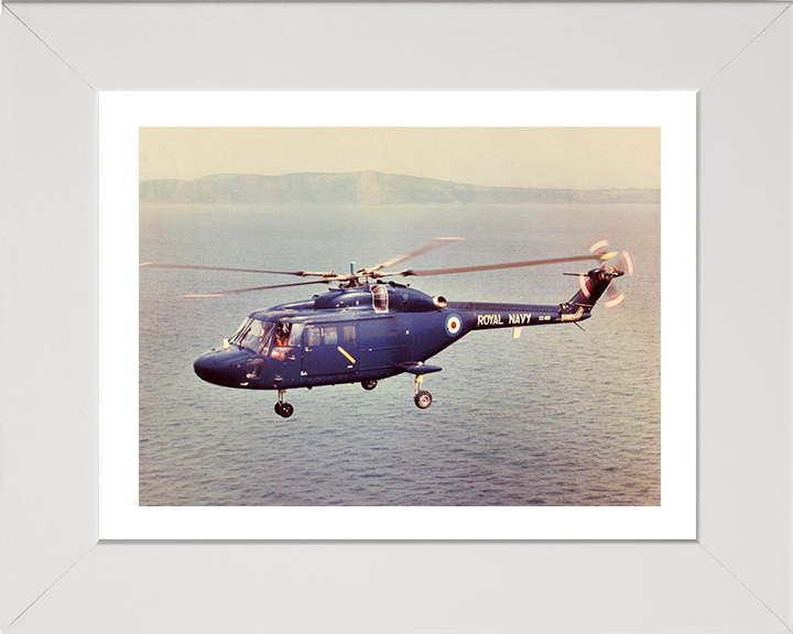 Westland Lynx Helicopter in Flight 1984 Photo Print - Royal Navy Aircraft Hampshire Prints 10 x 8 White Frame Yes