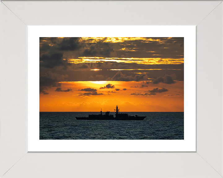 HMS Richmond (F239) Photo Print - At Sunset 2025 - Royal Navy Type 23 Frigate Hampshire Prints 10 x 8 White Frame Yes