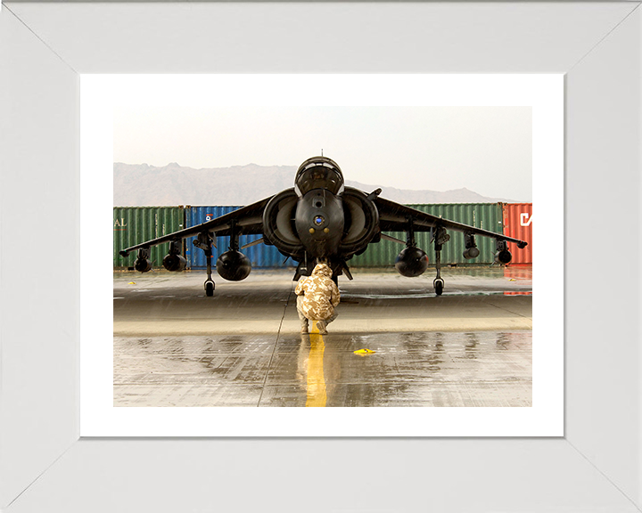 Harrier Jet in a Hanger in Afghanistan 2006 Photo Print - Royal Navy Aircraft Posters, Prints, & Visual Artwork Hampshire Prints 10 x 8 White Frame Yes
