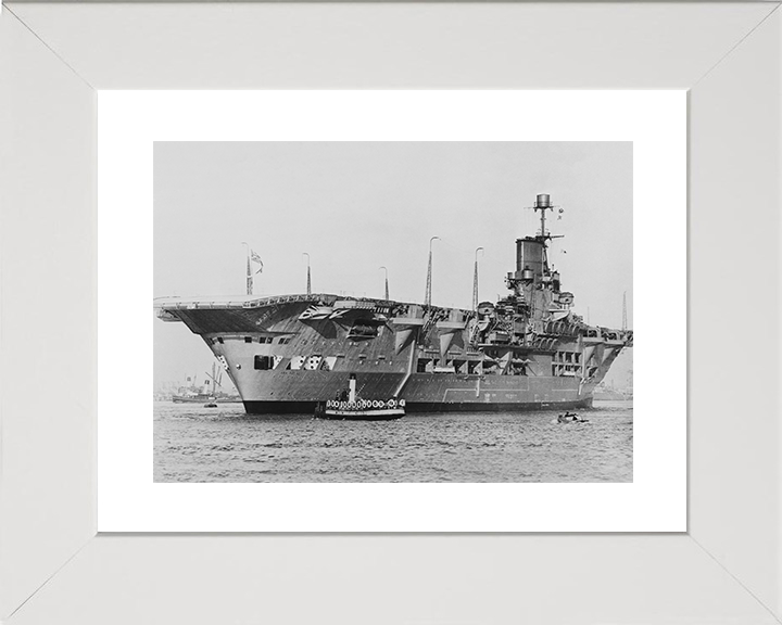 HMS Ark Royal (91) Royal Navy Aircraft Carrier At Anchor Photo Print Wall Art Decor Posters, Prints, & Visual Artwork Hampshire Prints 10 x 8 White Frame Yes