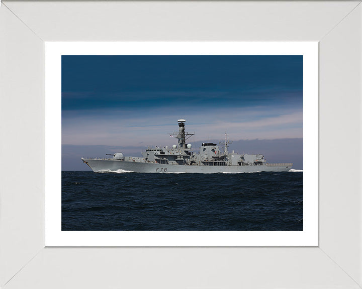 HMS Kent (F78) Photo Print - Port Beam View at Sea - Royal Navy Type 23 Frigate Hampshire Prints 10 x 8 White Frame Yes