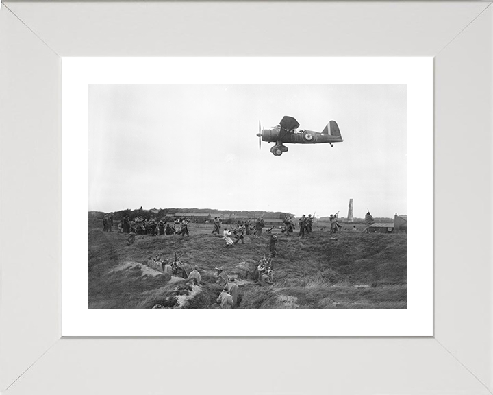 RAF Westland Lysander Flying over the Home Guard Photo Print - Royal Air Force Aircraft Posters, Prints, & Visual Artwork Hampshire Prints 10 x 8 White Frame Yes