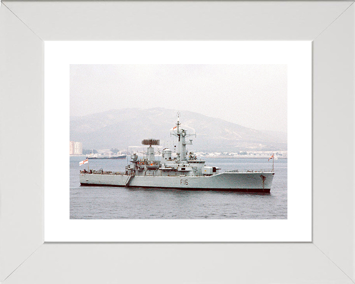 HMS Diomede (F16) Royal Navy Leander Class Frigate Starboard View at Anchor Photo Print Wall Art Decor Posters, Prints, & Visual Artwork Hampshire Prints 10 x 8 White Frame Yes