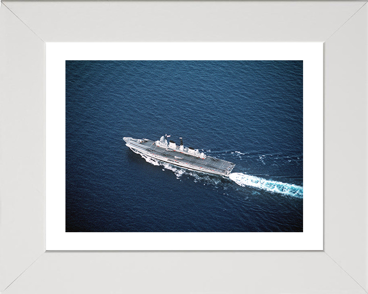 HMS Invincible (R05) Photo Print - At Sea 1991 - Royal Navy Invincible Class Aircraft Carrier Hampshire Prints 10 x 8 White Frame Yes