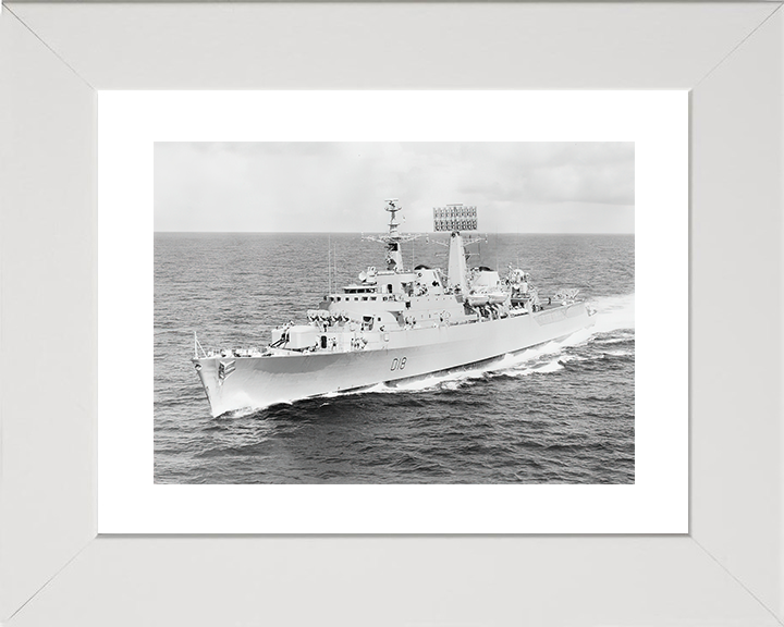 HMS Antrim (D18) Royal Navy County Class Destroyer Port Bow View Photo Print Wall Art Decor Posters, Prints, & Visual Artwork Hampshire Prints 10 x 8 White Frame Yes