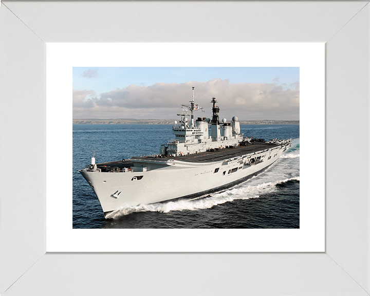 HMS Ark Royal (R07) Royal Navy Invincible Class Aircraft Carrier Underway Port Bow View Photo Print Wall Art Decor Posters, Prints, & Visual Artwork Hampshire Prints 10 x 8 White Frame Yes