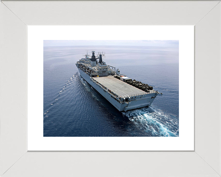 HMS Albion (L14) Royal Navy Albion Class Amphibious Ship High Starboard Quarter View Photo Print Wall Art Naval Decor Posters, Prints, & Visual Artwork Hampshire Prints 10 x 8 White Frame Yes