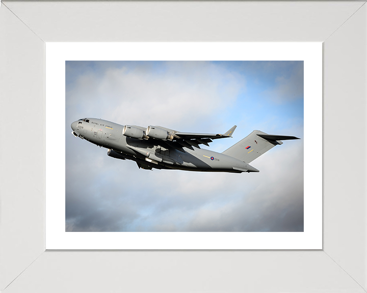 RAF C-17 Globemaster III After Takeoff 2013 Photo Print - Royal Air Force Aircraft Posters, Prints, & Visual Artwork Hampshire Prints 10 x 8 White Frame Yes
