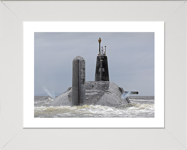 HMS Vanguard (S28) Photo Print - Vents off 2012 - Royal Navy Vanguard Class Submarine Hampshire Prints 10 x 8 White Frame Yes