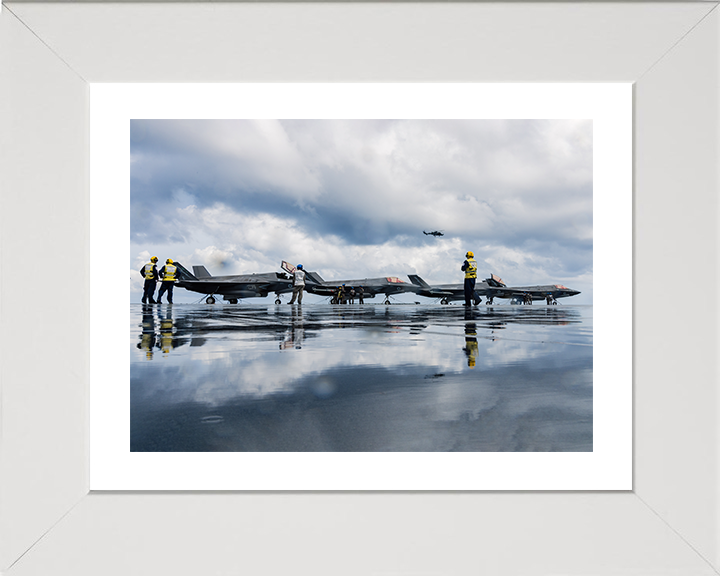 F-35 Lightening Jet Flight Deck reflections 2025 Photo Print - Royal Navy Aircraft Hampshire Prints 10 x 8 White Frame Yes