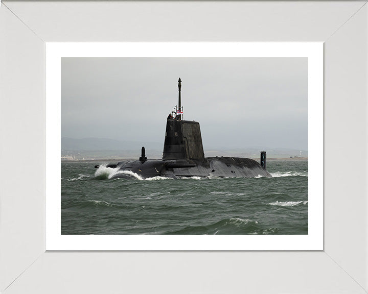 HMS Anson (S123) Photo Print - Port Side - Royal Navy Astute Class Submarine Hampshire Prints 10 x 8 White Frame Yes