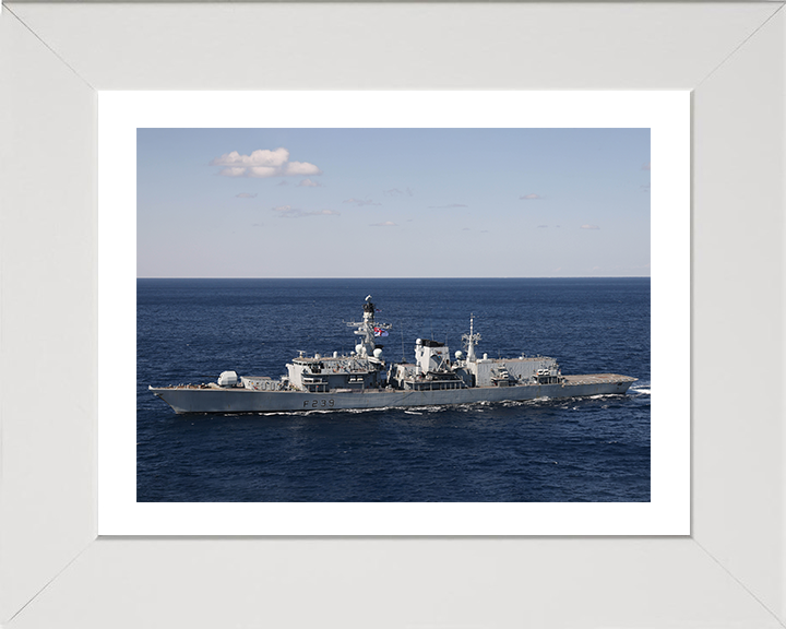 HMS Richmond (F239) Photo Print - Port Beam View - Royal Navy Type 23 Frigate Hampshire Prints 10 x 8 White Frame Yes