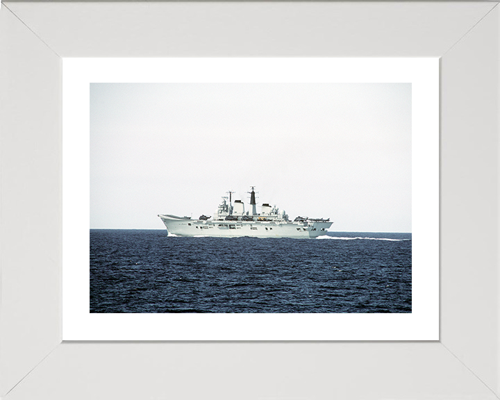 HMS Ark Royal (R07) Photo Print - At Sea 1986 - Royal Navy Invincible Class Aircraft Carrier Hampshire Prints 10 x 8 White Frame Yes