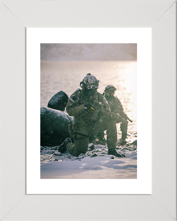 Royal Marines Kneeling During beach assault Photo Print 30 Commando Wall Art Military Decor Posters, Prints, & Visual Artwork Hampshire Prints 10 x 8 White Frame Yes