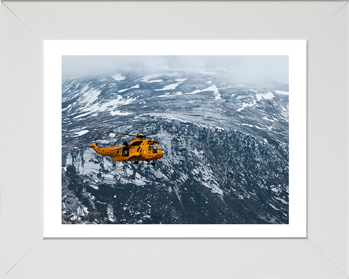 RAF (SAR) Sea King Helicopter Over The Cairngorms Photo Print - Royal Air Force Aircraft Posters, Prints, & Visual Artwork Hampshire Prints 10 x 8 White Frame Yes