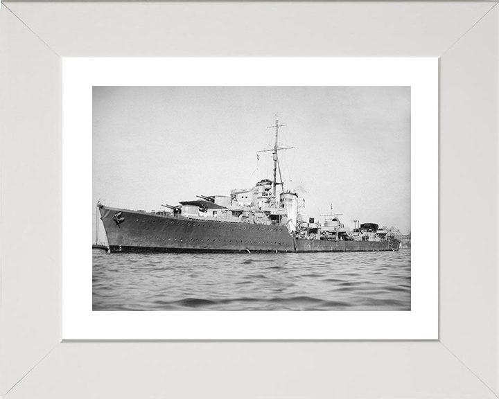HMS Kelvin (F37) Photo Print - At A Buoy 1940 - Royal Navy K Class Destroyer Posters, Prints, & Visual Artwork Hampshire Prints 10 x 8 White Frame Yes