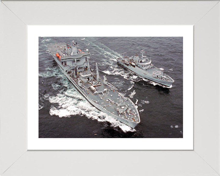 RFA Wave Knight (A389) Photo Print - RAS With HMS Echo 2003 - Royal Fleet Auxiliary Wave Class Tanker Posters, Prints, & Visual Artwork Hampshire Prints 10 x 8 White Frame Yes