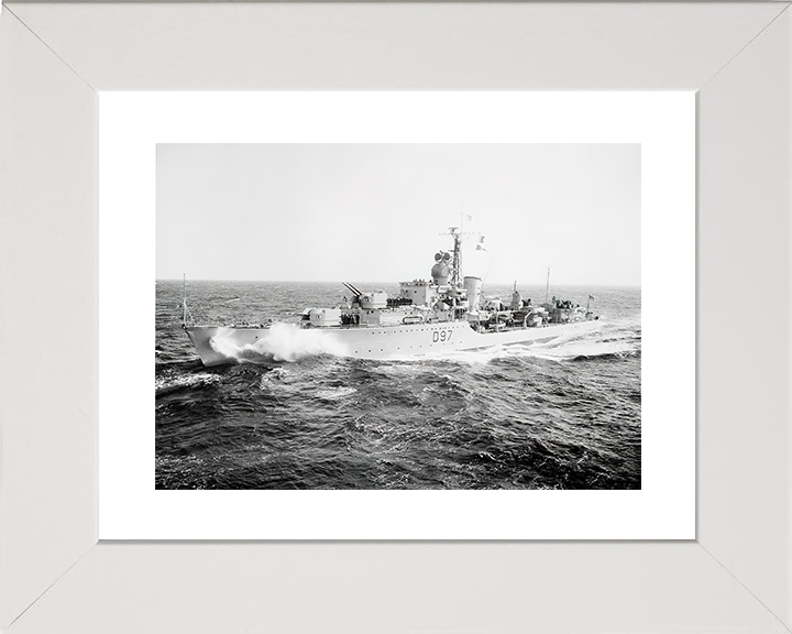 HMS Corunna (D97) Royal Navy Battle Class Destroyer Port Side View Photo Print Wall Art Decor Posters, Prints, & Visual Artwork Hampshire Prints 10 x 8 White Frame Yes