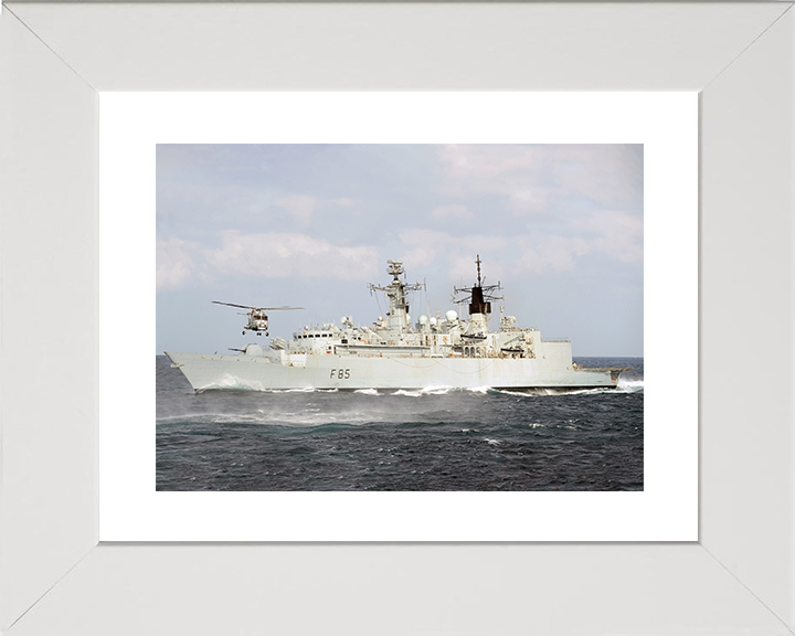 HMS Cumberland (F85) Royal Navy Type 22 Frigate With Lynx Helicopter Photo Print Wall Art Decor Posters, Prints, & Visual Artwork Hampshire Prints 10 x 8 White Frame Yes