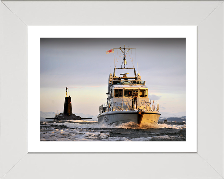 HMS Dasher (P280) Photo Print - With HMS Vanguard - Royal Navy Archer Class P2000 Patrol Vessel Hampshire Prints 10 x 8 White Frame Yes