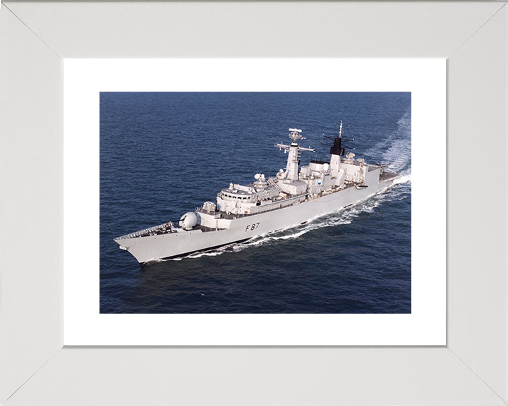 HMS Chatham (F87) Royal Navy Type 22 Frigate High Port Side View Photo Print Wall Art Decor Posters, Prints, & Visual Artwork Hampshire Prints 10 x 8 White Frame Yes
