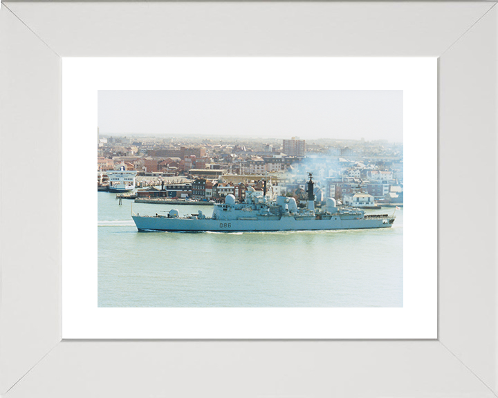 HMS Birmingham (D86) Royal Navy Type 42 Destroyer Passing Old Portsmouth Photo Print Wall Art Decor Posters, Prints, & Visual Artwork Hampshire Prints 10 x 8 White Frame Yes