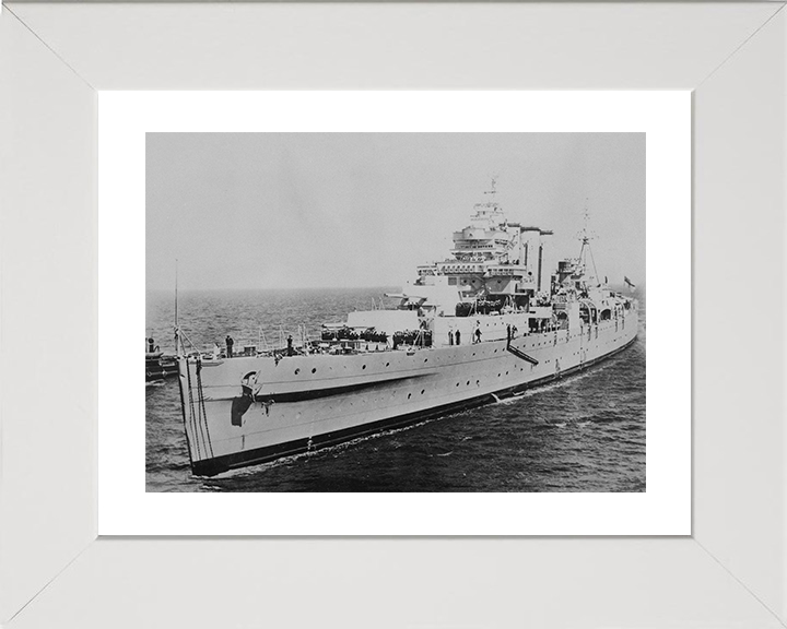 HMS Shropshire (73) Photo Print - Port Side View - Royal Navy County Class Heavy Cruiser Posters, Prints, & Visual Artwork Hampshire Prints 10 x 8 White Frame Yes
