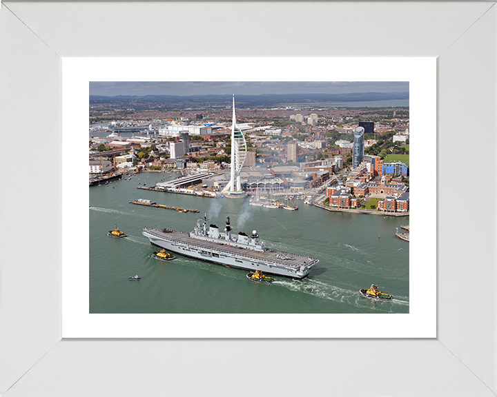 HMS Illustrious (R06) Photo Print - Portsmouth Return 2011 - Royal Navy Invincible Class Aircraft Carrier Hampshire Prints 10 x 8 White Frame Yes
