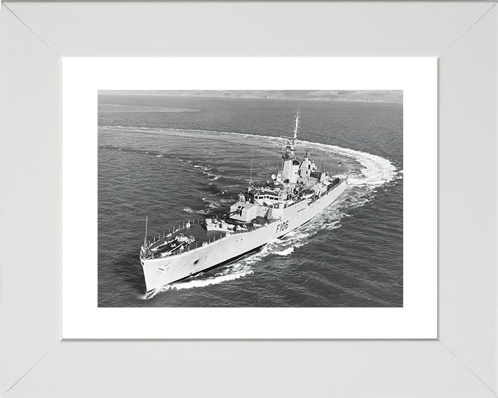 HMS Brighton (F106) Royal Navy Rothesay Class Frigate Hard Turn Photo Print Wall Art Decor Posters, Prints, & Visual Artwork Hampshire Prints 10 x 8 White Frame Yes