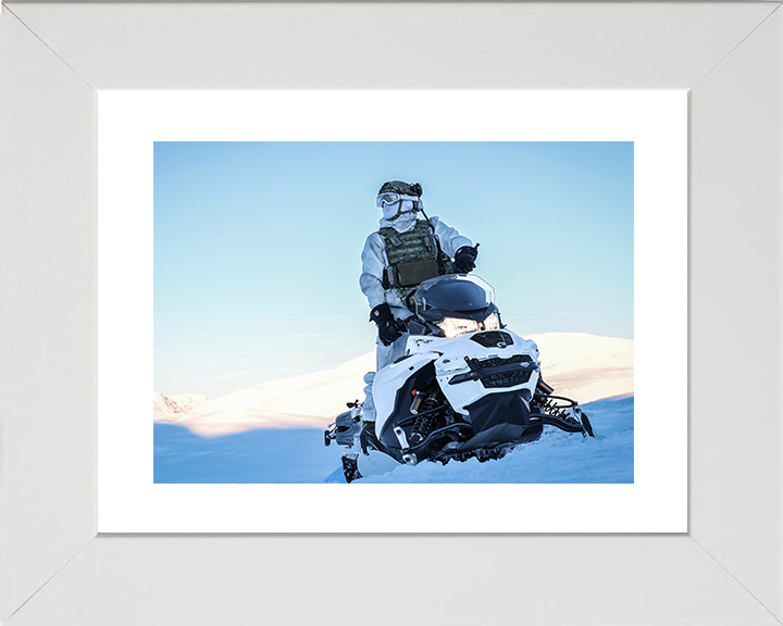 Royal Marine operating an Oversnow Reconnaissance Vehicle Photo Print 30 Commando Wall Art Military Decor UK Posters, Prints, & Visual Artwork Hampshire Prints 10 x 8 White Frame Yes
