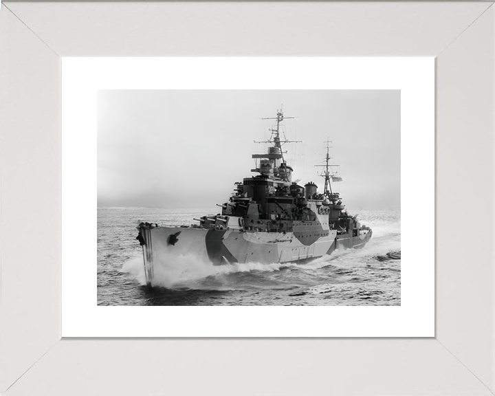 HMS Birmingham (C19) Royal Navy Town Class Light Cruiser Port Bow View Photo Print Wall Art Decor Posters, Prints, & Visual Artwork Hampshire Prints 10 x 8 White Frame Yes