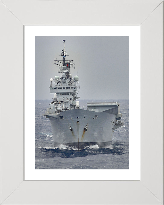 HMS Ark Royal (R07) Photo Print - USA 2008 - Royal Navy Invincible Class Aircraft Carrier Hampshire Prints 10 x 8 White Frame Yes