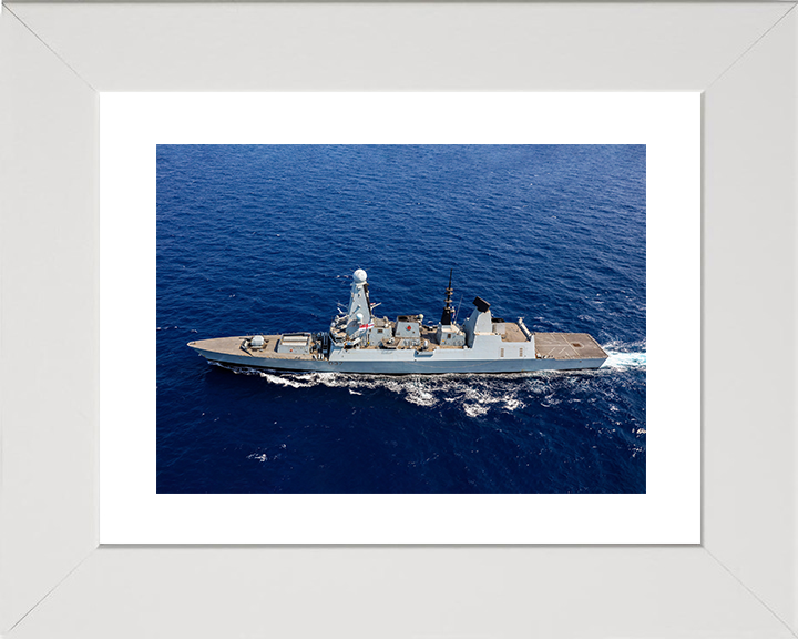 HMS Duncan (D37) Royal Navy Type 45 Destroyer Underway From Above Photo Print Wall Art Decor Posters, Prints, & Visual Artwork Hampshire Prints 10 x 8 White Frame Yes