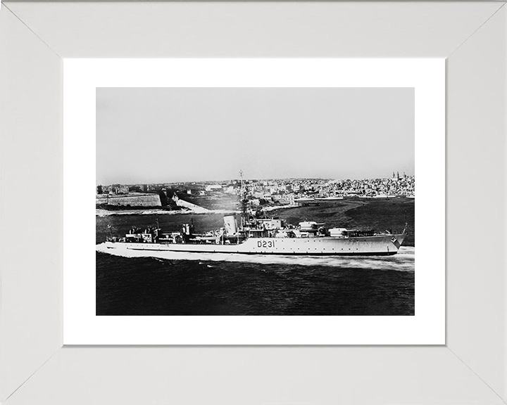 HMS Vigo (D231) Photo Print - Malta 1952 - Royal Navy Battle Class Destroyer Posters, Prints, & Visual Artwork Hampshire Prints 10 x 8 White Frame Yes