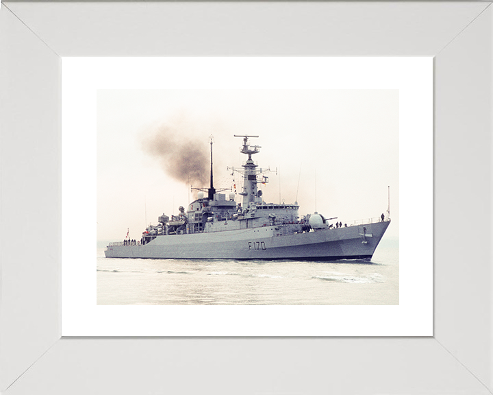 HMS Antelope (F170) Royal Navy Type 21 Frigate Starboard View in Colour Photo Print Wall Art Decor Posters, Prints, & Visual Artwork Hampshire Prints 10 x 8 White Frame Yes