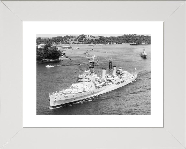 HMS Belfast (C35) Royal Navy Town Class Light Cruiser High Port Bow View Photo Print Wall Art Decor Posters, Prints, & Visual Artwork Hampshire Prints 10 x 8 White Frame Yes