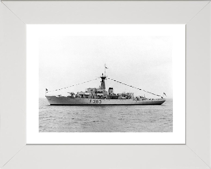 HMS Flint Castle (F383) Photo Print - At Anchor 1954 - Royal Navy Castle Class Corvette Posters, Prints, & Visual Artwork Hampshire Prints 10 x 8 White Frame Yes