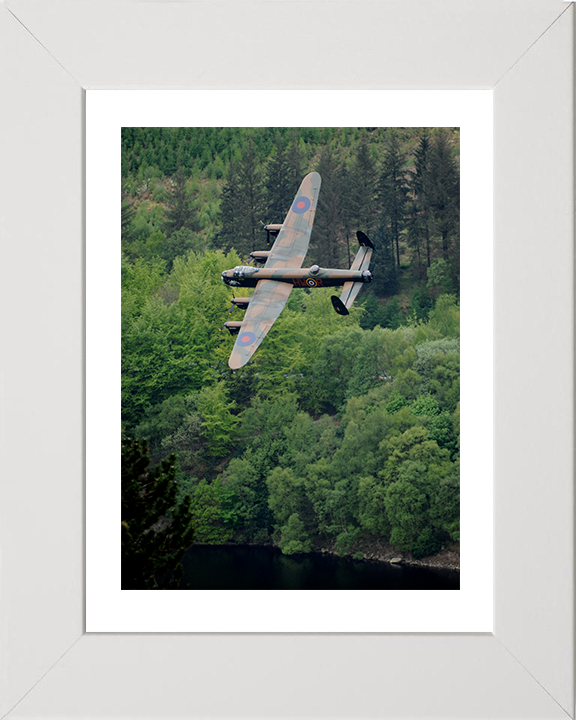 RAF Lancaster Bomber in Flight Photo Print - Royal Air Force Aircraft Hampshire Prints 10 x 8 White Frame Yes