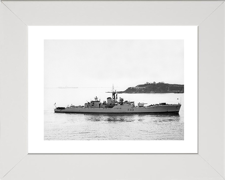 HMS Falmouth (F113) Photo Print - Entering Harbour 1962 - Royal Navy Rothesay Class Frigate Posters, Prints, & Visual Artwork Hampshire Prints 10 x 8 White Frame Yes