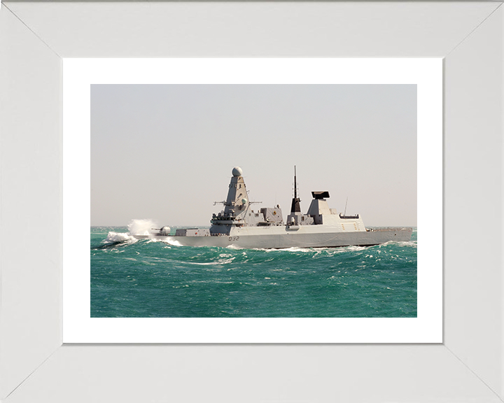 HMS Daring (D32) Photo Print - In Rough Sea 2012 - Royal Navy Type 45 Destroyer Hampshire Prints 10 x 8 White Frame Yes