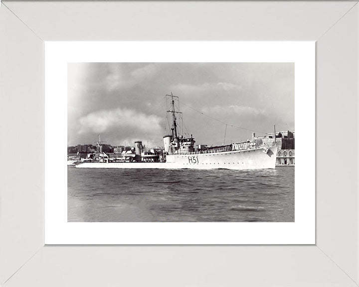 HMS Scout (H51) Photo Print - Underway - Royal Navy S Class Destroyer Hampshire Prints 10 x 8 White Frame Yes